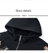 Dragon Embroidered Black Hooded Zipper Sweatshirt - Unisex Winter Fashion - Cotton - Dragon Embroidery - Zip-up Hoodie