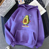 Women's Avocado-Print Polyester Hoodie for Sporty Style