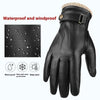 Men's Premium Sheepskin Leather Gloves with Fleece Lining - Touch-Screen & Windproof - Black/Brown - Winter Accessories