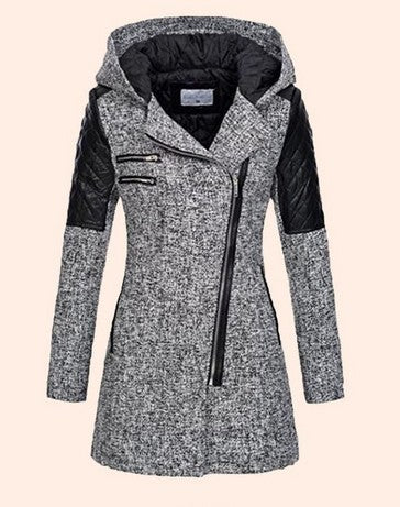 Mid-Length Woolen Trench Coat with Oblique Zipper - Men's Fashion - Available in Multiple Colors