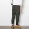 Trendy Urban Striped Cotton Harem Pants for Teens - Loose Fit, Low-Waist, Elastic, Youthful Outfit