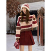 Women's Striped Knitwear - Urban Loose Fit Sweater with Flying Sleeves