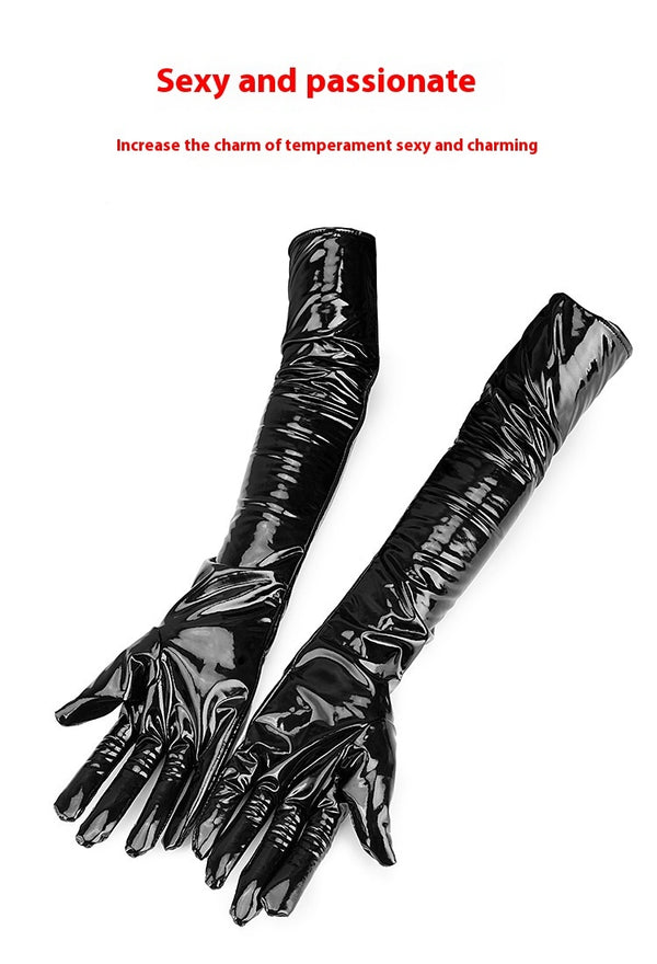 Black Leather High Elasticity Performance Gloves for Pole Dancing & Bars