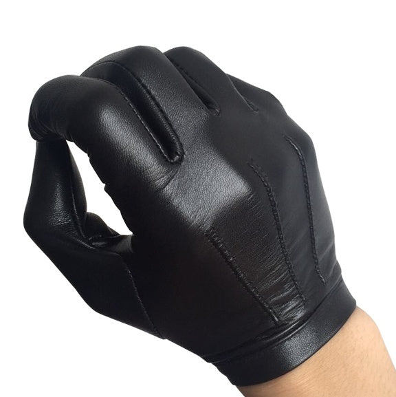 Luxury Men's Fleece-Lined Sheepskin Gloves in Brown and Black