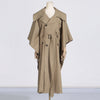 Women's Khaki Autumn Trench Coat - Stylish, Versatile Fall Outerwear with Free Size Fit - Polyester & Spandex Blend - Elegant Design