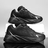 Contemporary Winter Sneakers - Trendy Sports Style, Low Heel, Mesh Lining, Thick Sole - Silver Black, Black White