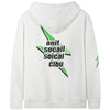 Casual Cotton Sweater with Trendy Prints in White-Green, Unisex, Size Inclusive, Stylish Off-duty Wear