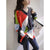 Women's V-Neck Rainbow Knit Sweater, Vibrant Colors, Loose Fit