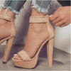 Chic Braided Stiletto High Heel Sandals - Elegant suede summer shoes with trendy braided design for fashion-forward women.