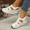 Breathable Women's Wedge Sandals with Hollow Design - Black/White - Sizes 36-42