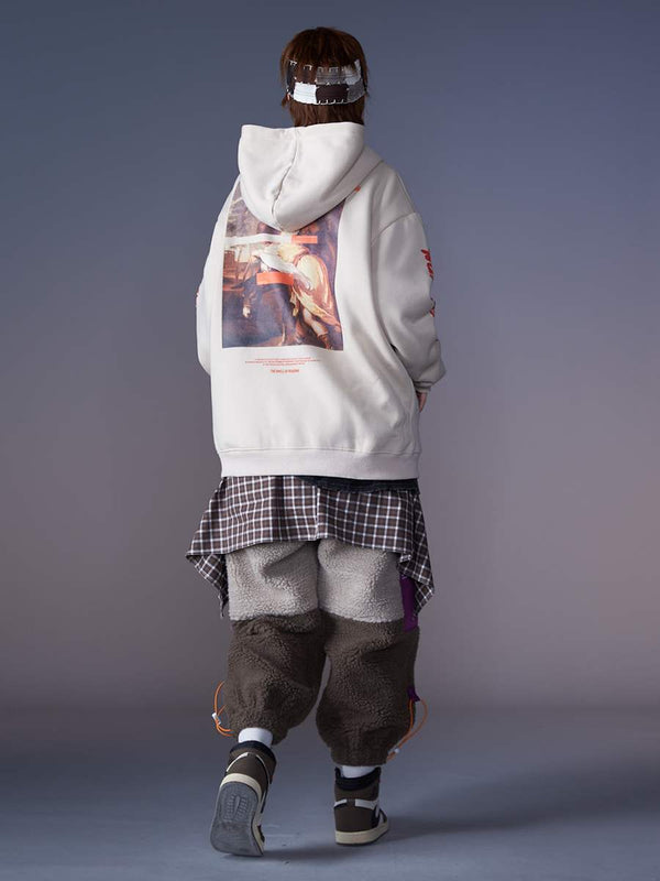 Stylish Retro Shark Print Hip Hop Hoodie in Blue and Khaki - Unisex Streetwear Sweatshirt for Fall and Winter fashion.