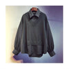 Sophisticated Patchwork Cotton Shirt, Women's Two-Piece Style