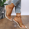Elegant Mid-Heel Crystal Accent Transparent Slippers in White, Green, and Pink - Comfortable, Stylish Women's Footwear for Any Occasion