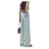 Women's High Waist Light Blue Loose Straight Cut Jeans - Casual, Comfortable, Fashionable Denim for Women.