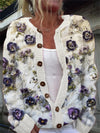 Chic 3D Printed Cardigan - Women's Knitted Coat