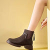 British Knitted Ankle Boots | Thin Martin Booties - Creamy-White, Black, Brown - Satin Material, Rubber Sole - Women's Winter Fashion