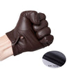 Luxury Men's Fleece-Lined Sheepskin Winter Gloves in Brown or Black