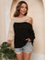 Chic Off-Shoulder Sweater in 4 Colors - Soft 'Deer Plush' Fabric - Stylish Contrast Pattern - Long Sleeves - Asian Sizing - Winter Fashion