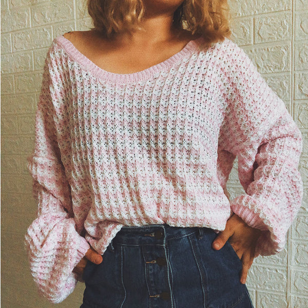 Women's Chic Striped Pullover Sweater, Acrylic Knit, Long Sleeve V-Neck Winter Fashion in Various Sizes