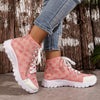 Stylish Rose-Print Canvas Boots for Women with Non-Slip Sole