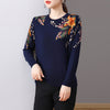 Chic Loose-Fit Knit Sweater, Long-Sleeve, Black/Navy, Viscose, Casual Fall Wear, 3D Pattern, Pullover Style - M to 4XL - Women's Fashion