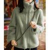 Women's Thermal Turtleneck Cardigan in White - Cozy Winter Fleece Padded Coat - Plus Size Available - Velvet Touch Clothing