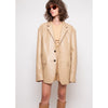 Women's Protein Leather Cardigan in Khaki and Black, Long-Sleeve Casual Outerwear