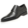 Handcrafted Black Python Leather Business Shoes with Goodyear Welt - Men's Fashion, Comfortable and Stylish Formal Footwear.