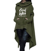 Women's Printed Letter Hoodie with Irregular Hem - Casual and Fashionable Cotton Sweatshirt for Women - Winter Clothing