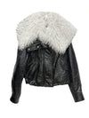 Vintage Luxury Leather Jacket with Detachable Fur Collar - Black PU Zipper Jacket - Retro Style for Men and Women