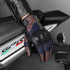 Vintage Men's Genuine Leather Perforated Motorcycle Gloves in Classic Black or Vintage Brown, ideal for all riders, sizes M-2XL, lightweight & durable.