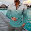 Casual Long-sleeve Zip-up Shirt with Geometric 3D Print in Various Sizes