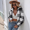 Chic Women's Striped & Plaid Short Coat in Black - Stylish & Versatile Outerwear
