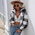 Chic Women's Striped & Plaid Short Coat in Black - Stylish & Versatile Outerwear