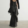 Vintage-Style Ruffled Maxi Skirt in Misty Green, Retro Fishtail Design
