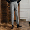 Classic Men's Business Casual Pants in Grey - Retro British Style with Straight-leg Design