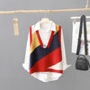 Stylish Contrast Color V-Neck Women's Sweater in Acrylic Polyester Blend
