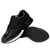 Men's Vintage Style Black Leather Sneakers with Lace-up Closure