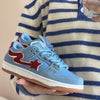 Women's Chic Color-Block Casual Sneakers - Trendy Blue Low Top Shoes