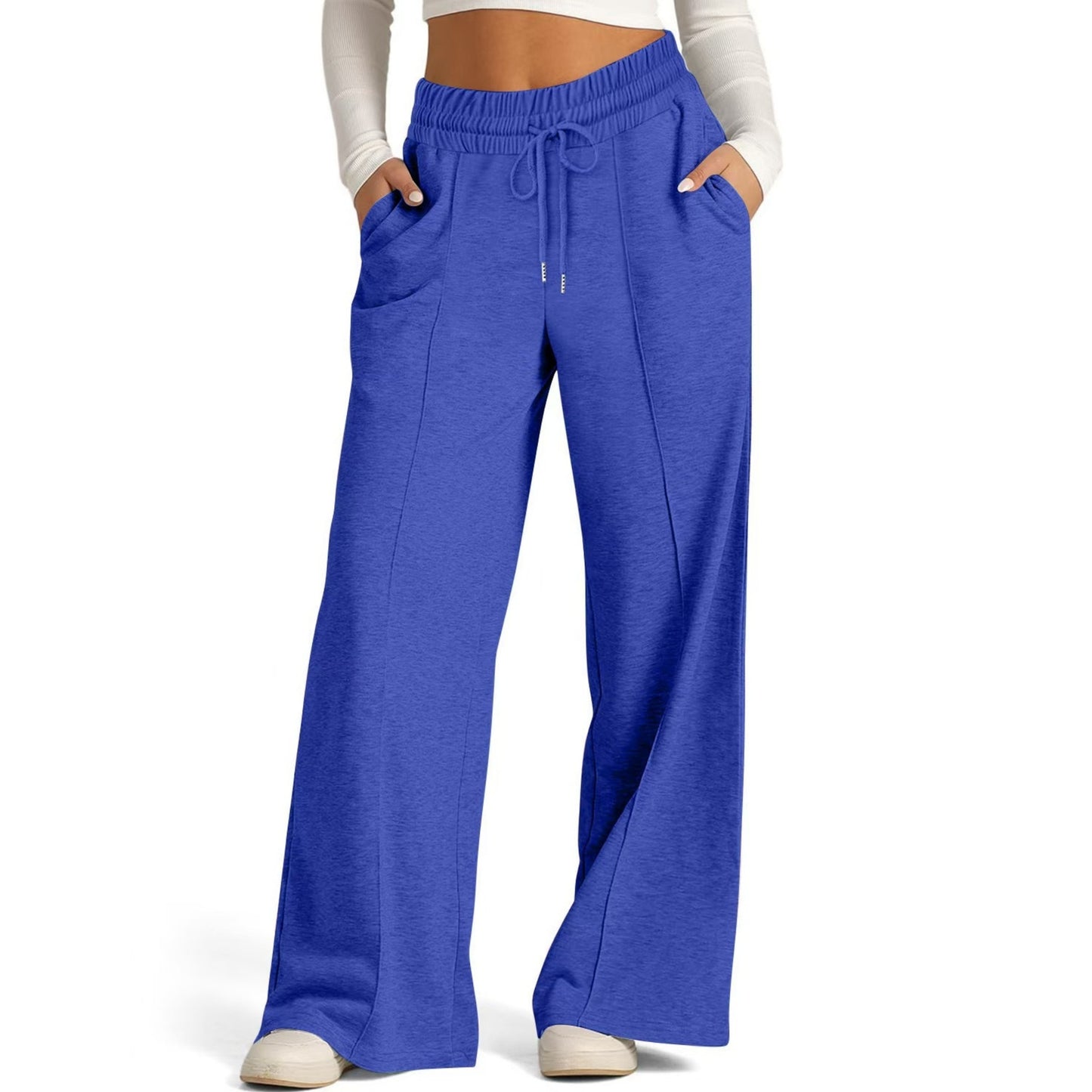 Women's Solid Color Casual Wide Leg Drawstring Elastic Waist Sweatpants