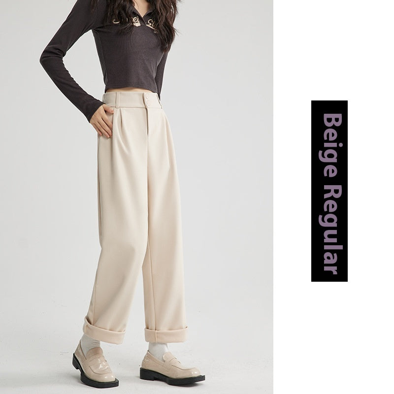 Straight Woolen Wide Leg Pants