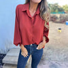 Trendy Button-Up Women's Top in Vibrant Colors, Lantern Sleeves, Plus Size S-5XL, Polyester Comfort, Professional & Casual Wear