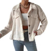Chic White Velvet Lapel Woolen Coat, Japanese Korean Style, Polyester Fiber, White Woolen Coat