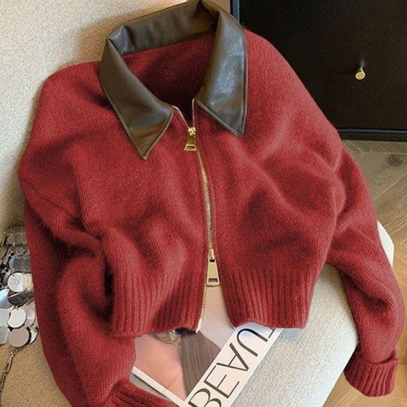 Cozy Style Elegant Cardigan Sweater in Red, Brown, Apricot, or Black for Women - High-Quality Polyester - Sizes S-2XL