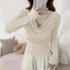 Chic One-Shoulder Women’s Top, Long Sleeve, Cold-Shoulder Style in Polyester - Stylish Fall Fashion Choice