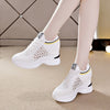 Women's Casual Flyknit Sneakers, Height-Increasing Insoles, White and Black Options