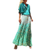 Bohemian Ruffled Floral Pendant Skirt in Red and Green - Women's Summer Fashion with Whimsical Floral Print - Polyester Beach Skirt - S, M, L, XL Sizes