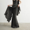 Vintage-Style Misty Green Ruffled Maxi Skirt for Women, Retro Fishtail Design alt: Maxi Skirt in Misty Green Retro Style