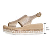 Stylish Plus Size Crocodile Platform Sandals in Gold Tone