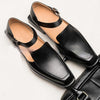 Breathable Square-Head Plus-Size Men's Sandals in Black and Brown - Adjustable Buckle - PU Upper - Rubber Sole - Sizes 38-48